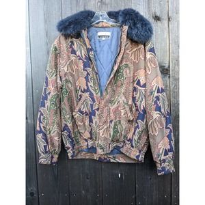 RARE Gina Gabriel 80s Silk Paisley Bomber Jacket Silk Collar
